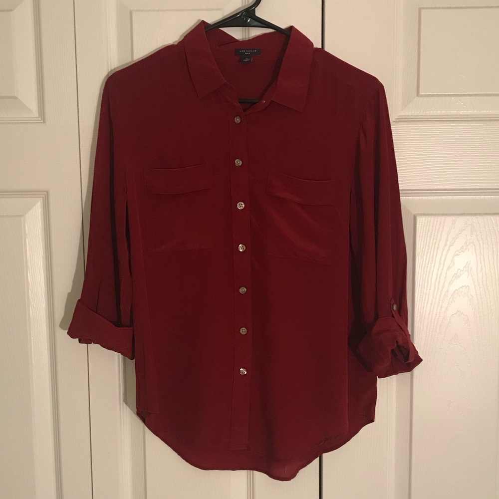 Ann Taylor Silk Button Down Top